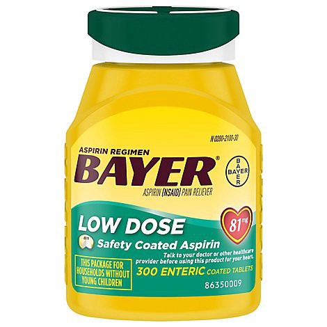 slide 1 of 1, Bayer Aspirin Tablets 81mg Low Dose Enteric Coated - 300 Count, 300 ct