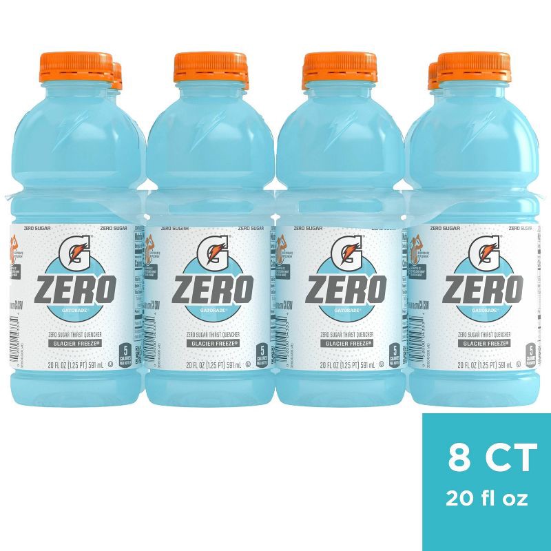 slide 1 of 4, Gatorade G Zero Glacier Freeze Sports Drink - 8pk/20 fl oz Bottle, 8 ct; 20 fl oz