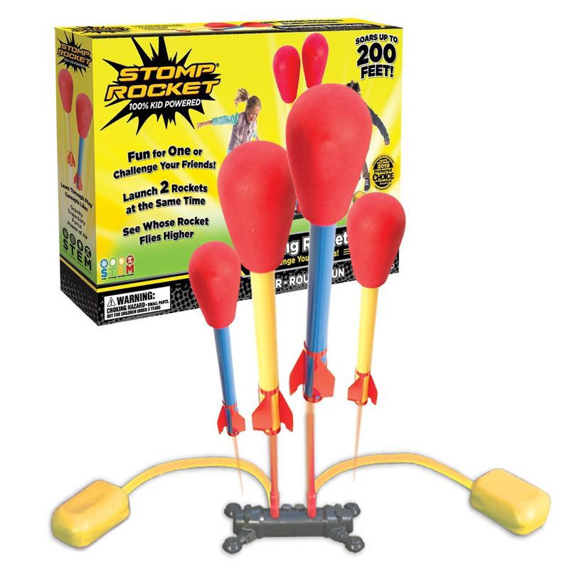 slide 1 of 4, Stomp Rocket Dueling High-Flying Toy Rocket Double Launch Set, 1 ct