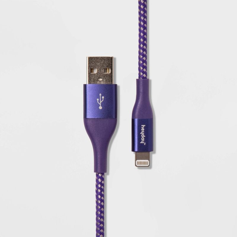 slide 1 of 3, 6' Lightning to USB-A Braided Cable - heyday™ Metallic Dark Purple: Apple Compatible, 1 ct