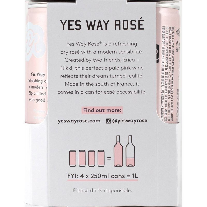 slide 13 of 13, Yes Way Rosé Wine - 4pk/250ml Cans, 4 ct; 250 ml