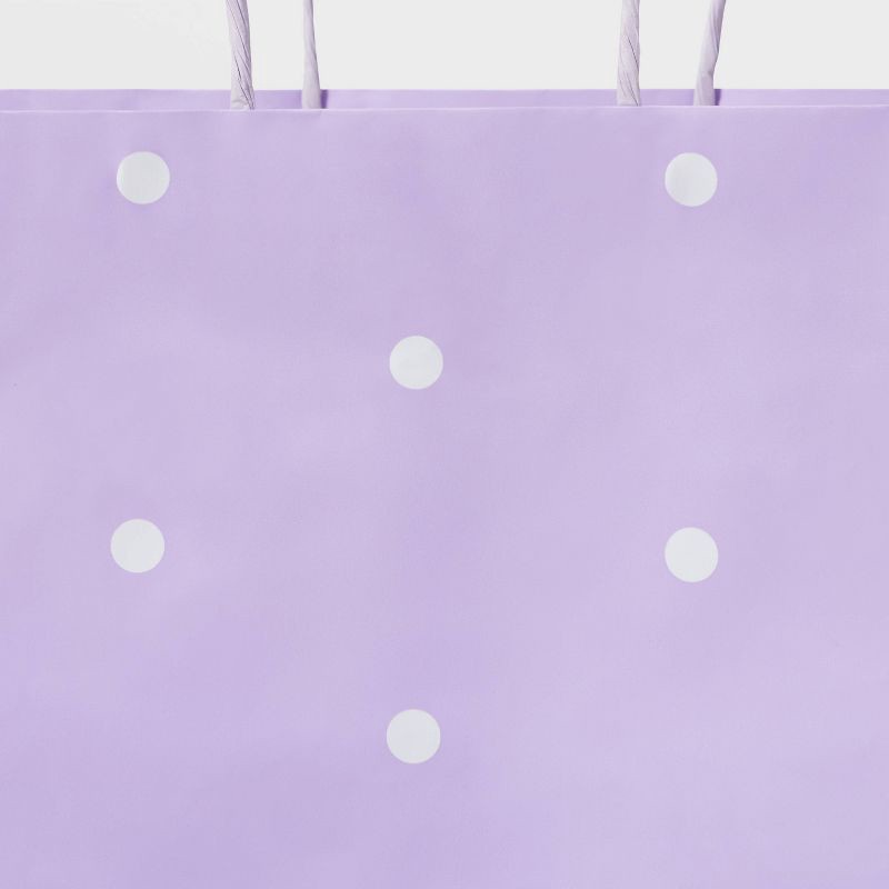 slide 3 of 3, Large Dot Gift Bags Purple - Spritz™: Medium Size, Girl's Birthday & Easter Celebration, Polka-Dotted Paper Bag, 1 ct