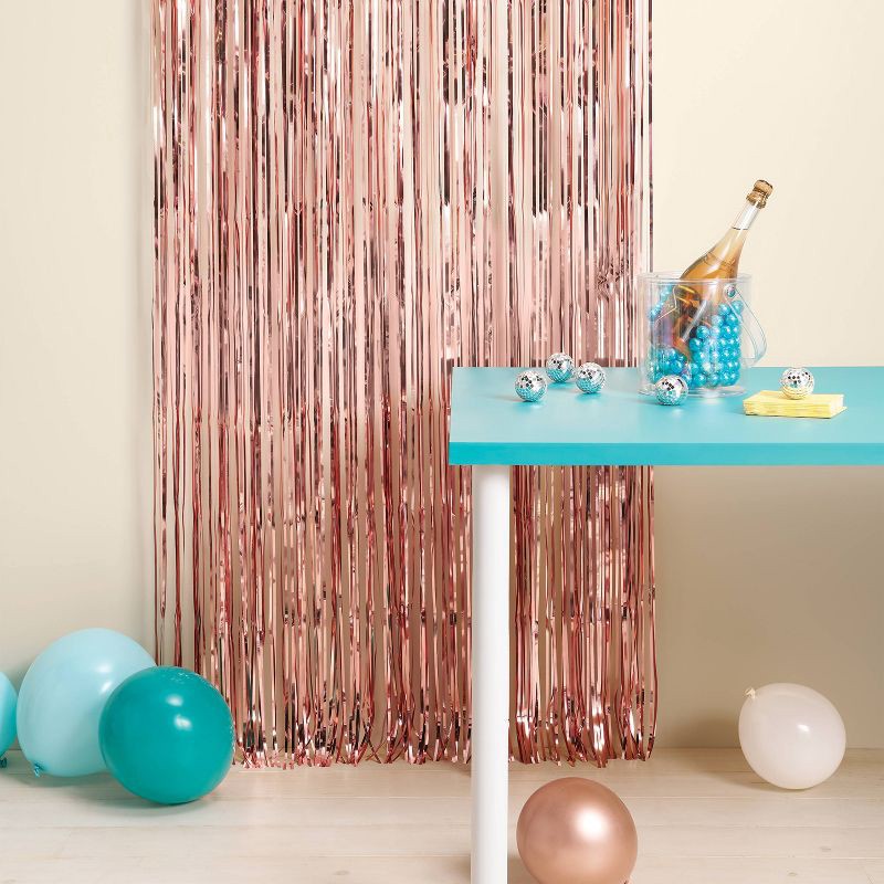 slide 2 of 3, Fringe Backdrop Rose Gold - Spritz™, 1 ct