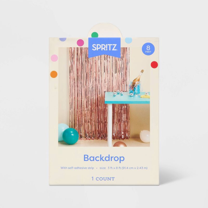 slide 3 of 3, Fringe Backdrop Rose Gold - Spritz™, 1 ct