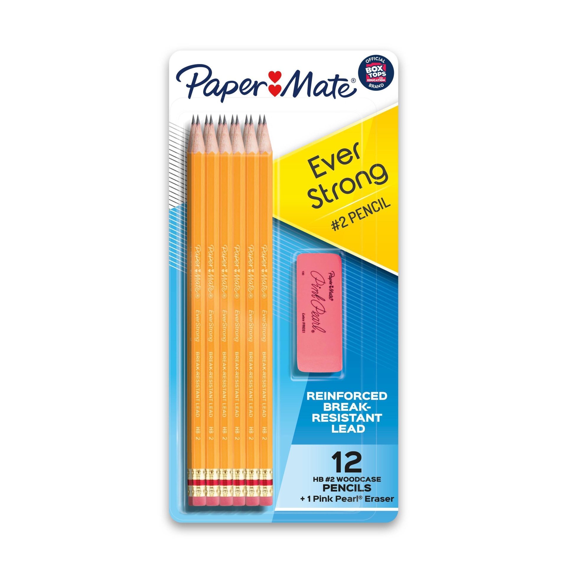 slide 1 of 5, Paper Mate Ever Strong 12pk #2 Woodcase Pencils Pre-Sharpened with Eraser, 12 ct