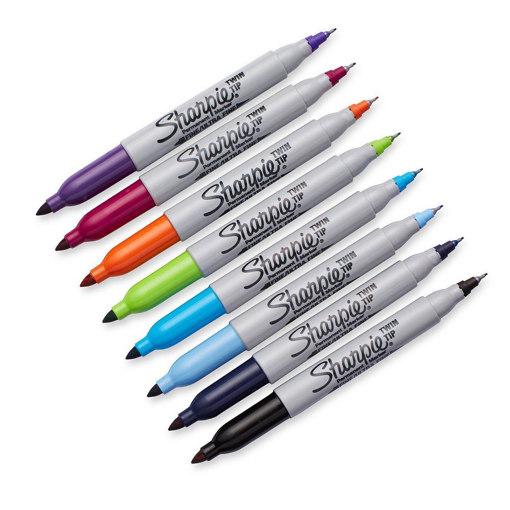 slide 2 of 3, Sharpie 8pk Permanent Markers Twin Tip Multicolored, 8 ct