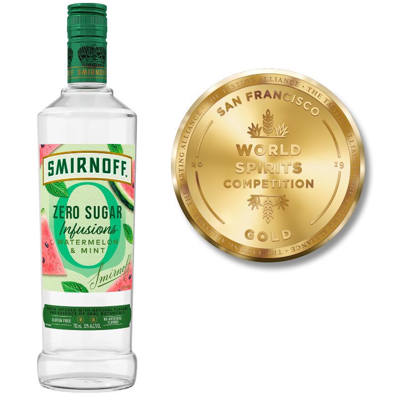 slide 2 of 7, Smirnoff Zero Sugar Infusions Watermelon Mint Vodka - 750ml Bottle, 750 ml