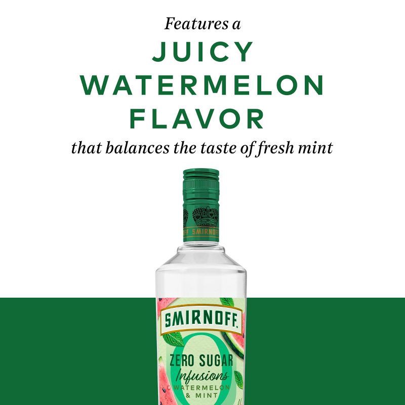 slide 3 of 7, Smirnoff Zero Sugar Infusions Watermelon Mint Vodka - 750ml Bottle, 750 ml