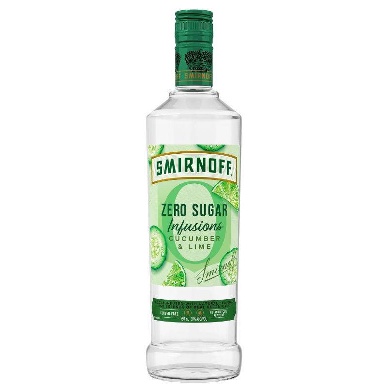slide 2 of 7, Smirnoff Zero Sugar Infusions Cucumber & Lime Vodka - 750ml Bottle, 750 ml