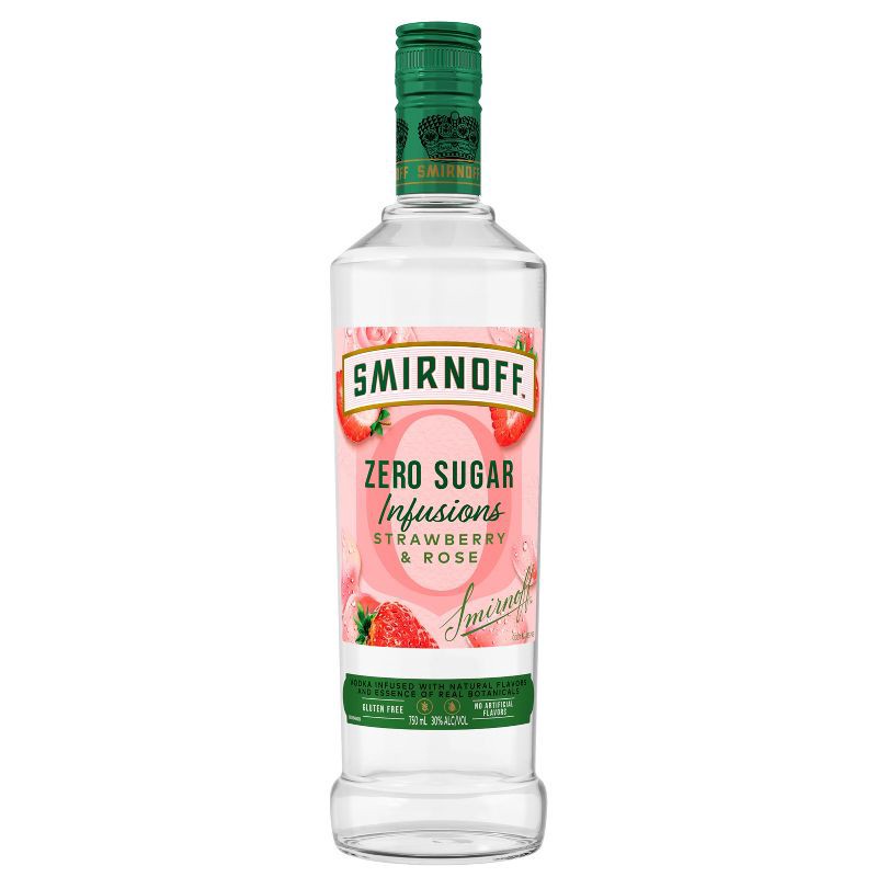 slide 2 of 6, Smirnoff Zero Sugar Infusions Strawberry Rose Vodka - 750ml Bottle, 750 ml