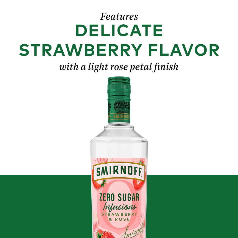 slide 2 of 6, Smirnoff Zero Sugar Infusions Strawberry Rose Vodka - 750ml Bottle, 750 ml