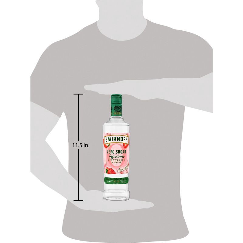 slide 6 of 6, Smirnoff Zero Sugar Infusions Strawberry Rose Vodka - 750ml Bottle, 750 ml