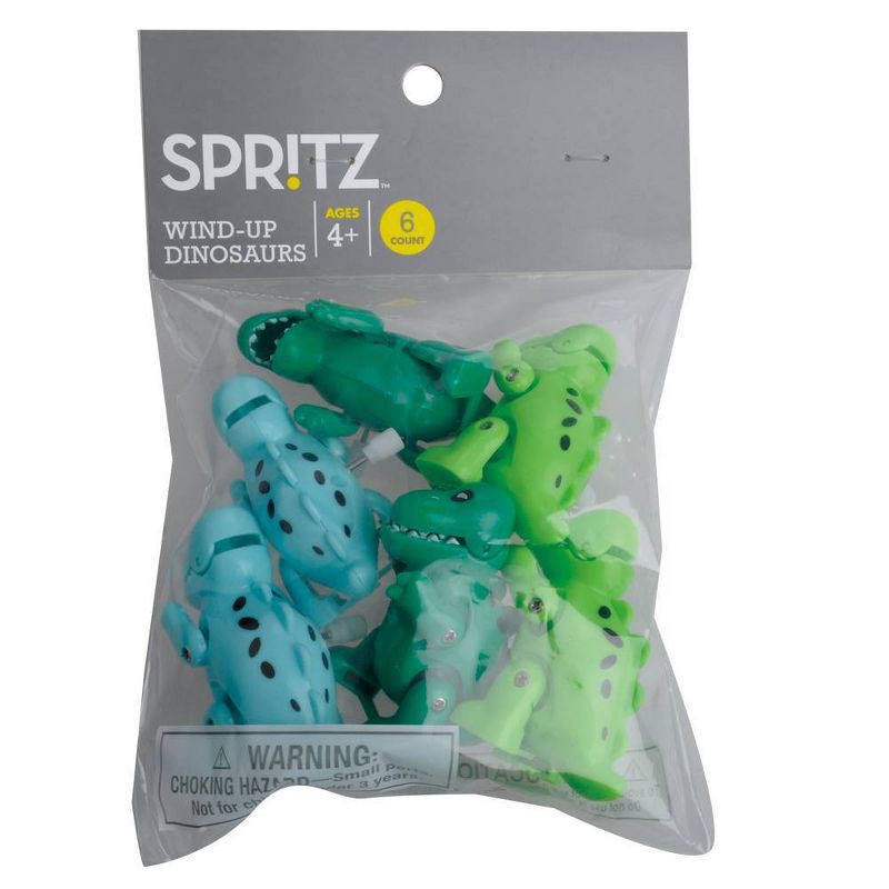 slide 2 of 3, 6ct Dinosaur Wind-Up Toy Green/Blue - Spritz™, 6 ct