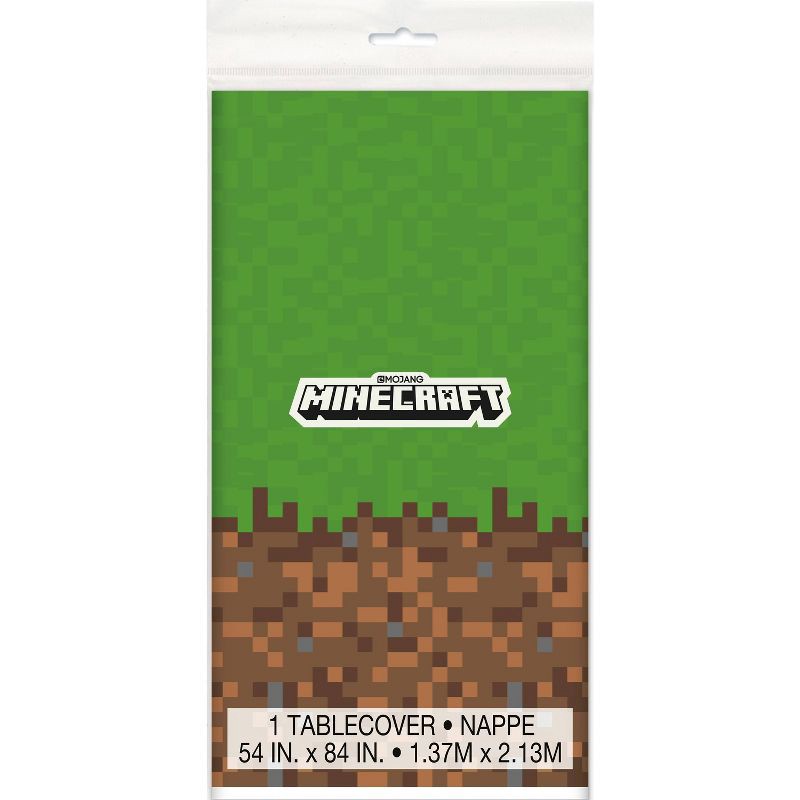 slide 3 of 4, Minecraft 84"x54" Reusable Table Cover Green/Brown, 1 ct