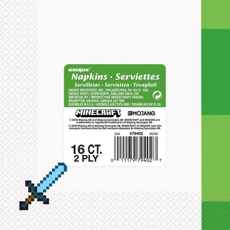 slide 4 of 4, Minecraft 16ct Party Paper Napkins, 16 ct