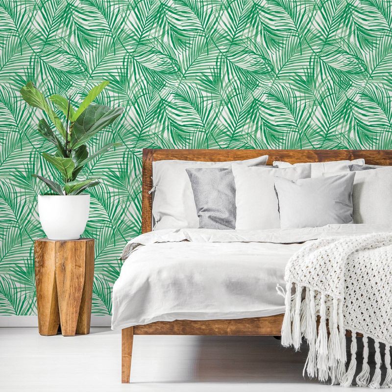 slide 3 of 6, Tropical Peel & Stick Wallpaper Green - Opalhouse™, 1 ct