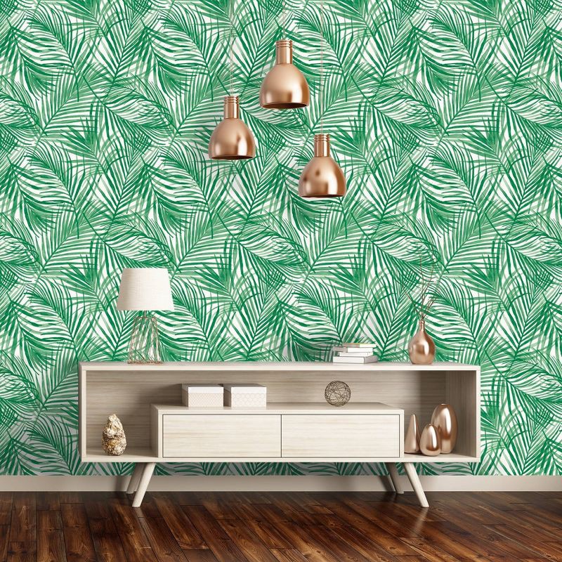 slide 2 of 6, Tropical Peel & Stick Wallpaper Green - Opalhouse™, 1 ct