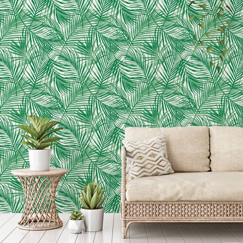 slide 4 of 6, Tropical Peel & Stick Wallpaper Green - Opalhouse™, 1 ct