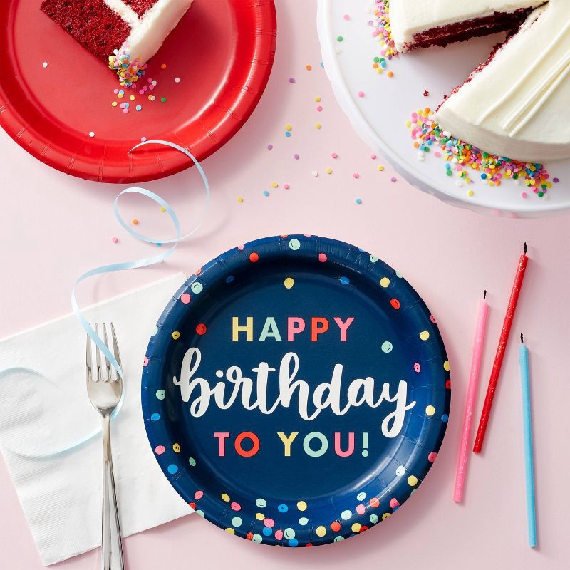 slide 3 of 3, 10ct Everyday Happy Birthday Dinner Paper Plates - Spritz, 10 ct