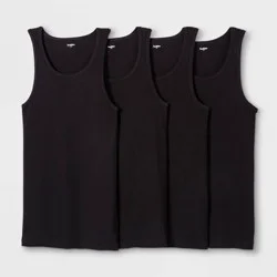 Men's 4pk Ribbed Tank Top - Goodfellow & Co™ Black XXL: Cotton Sleeveless Undershirts