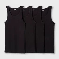 Men's 4pk Ribbed Tank Top - Goodfellow & Co™ Black XXL: Cotton Sleeveless Undershirts