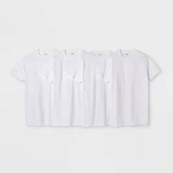 Men's Short Sleeve 4pk Crew Neck T-Shirt - Goodfellow & Co™ White XL: Cotton Jersey,