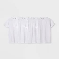 Men's Short Sleeve 4pk Crew Neck T-Shirt - Goodfellow & Co™ White XL: Cotton Jersey,