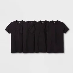 Men's Short Sleeve 4pk Crew Neck T-Shirt - Goodfellow & Co™ Black M: Lightweight Jersey