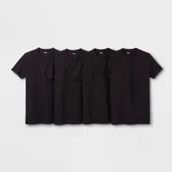 Men's Short Sleeve 4pk Crew Neck T-Shirt - Goodfellow & Co™ Black L: 100% Cotton, Lightweight Jersey, Machine Washable