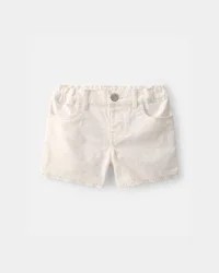 Oshkosh Toddler Girl Eyelet Trim Twill Shorts - Cream - 5T