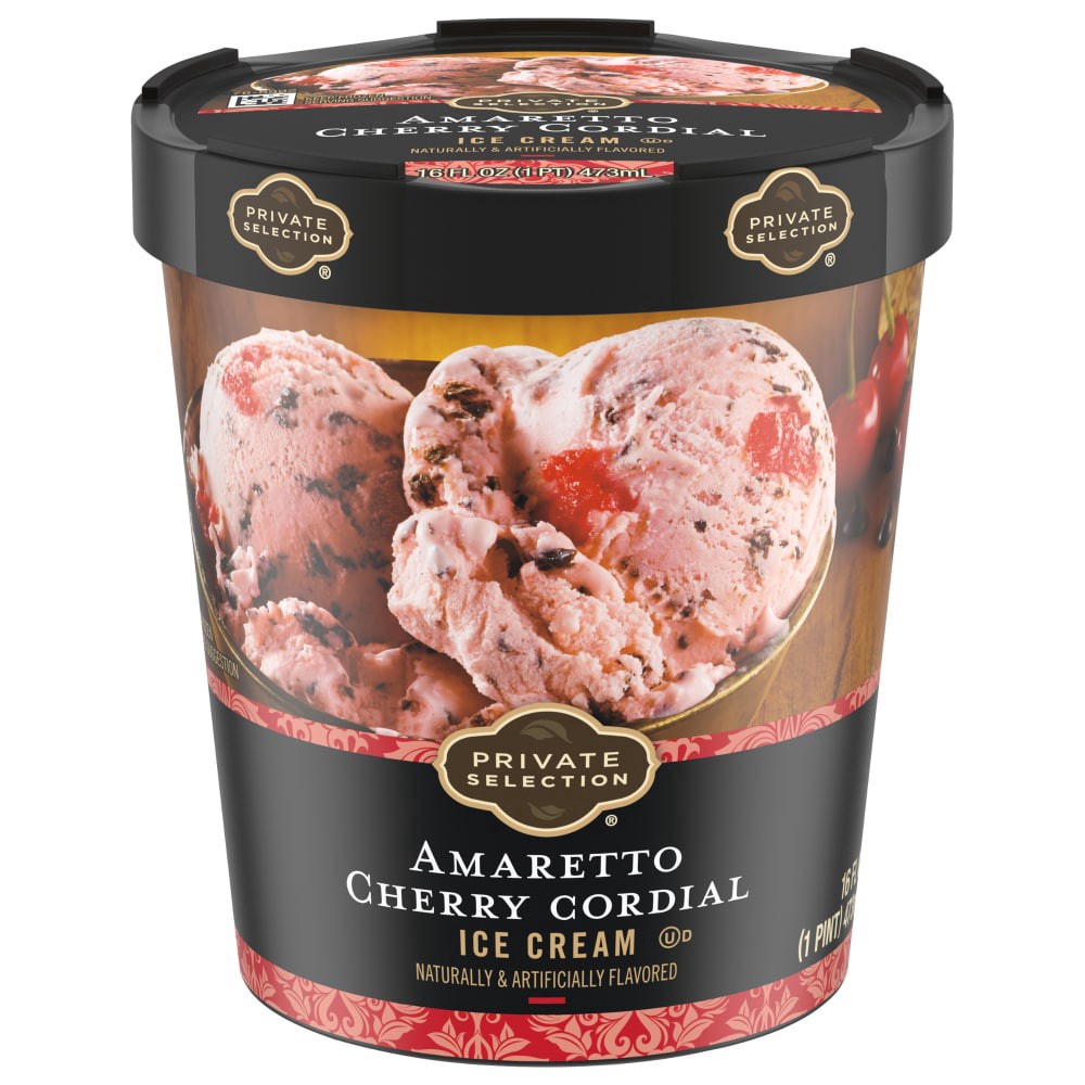 slide 1 of 5, Private Selection Amaretto Cherry Cordial Ice Cream, 1 pint