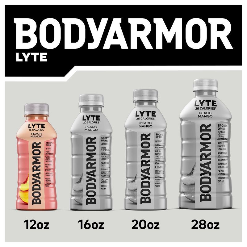 slide 5 of 6, BODYARMOR LYTE Peach Mango Sports Drink - 8pk/12 fl oz Bottles, 8 ct; 12 fl oz