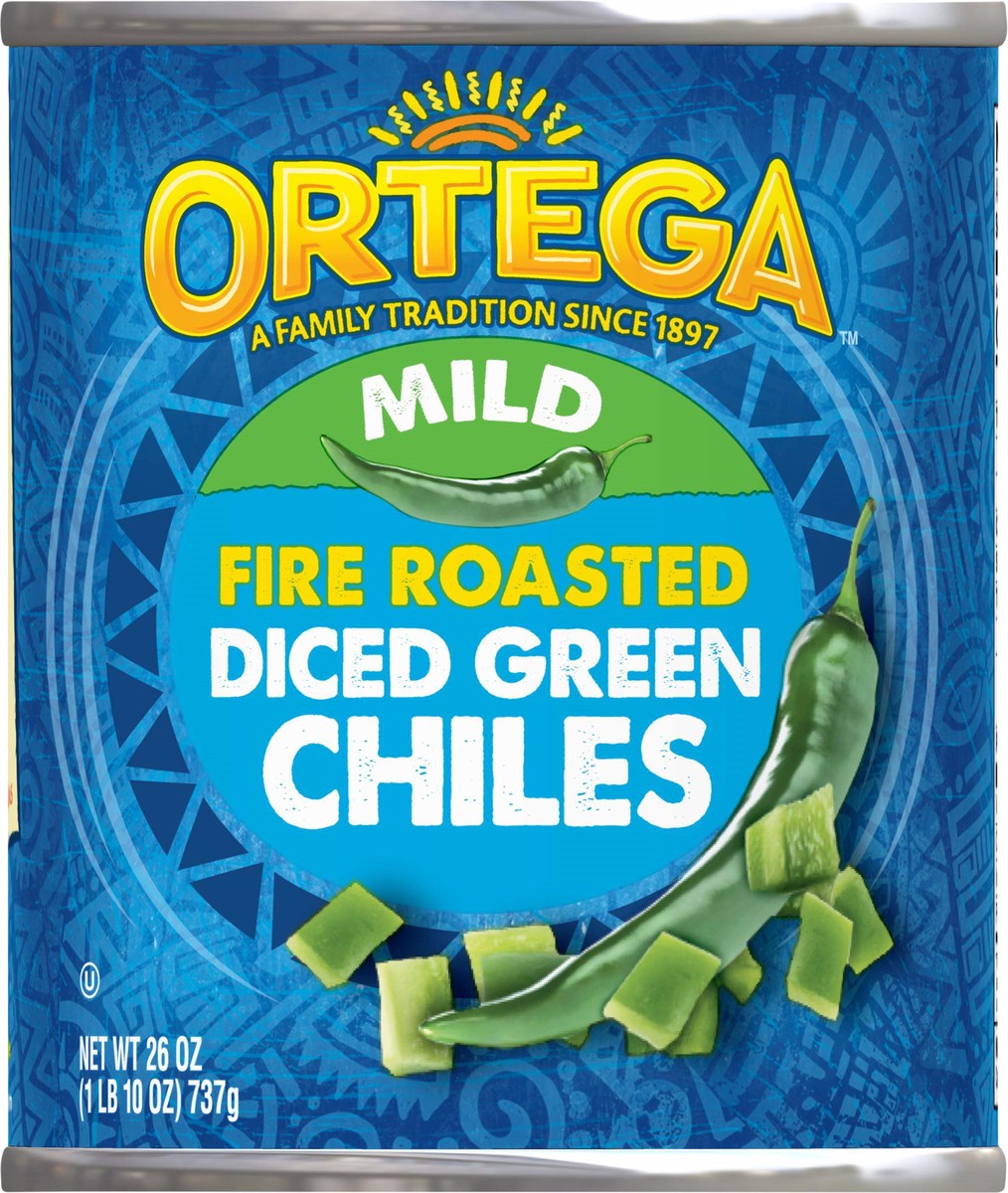 slide 5 of 5, Ortega Diced Mild Fire Roasted Green Chiles 26 oz, 26 oz