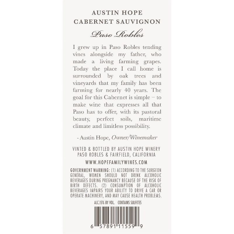 slide 2 of 6, Austin Hope Cabernet Sauvignon Red Wine - 750ml Bottle, 750 ml