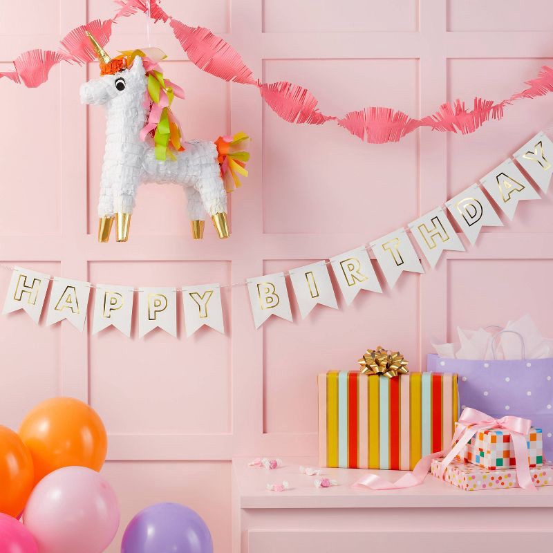 happy Birthday Party Banner White/gold - Spritz™ : Target