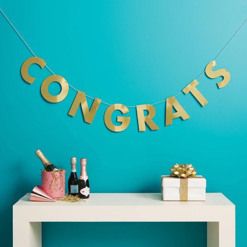 slide 2 of 4, "Congrats" Party Banner Gold - Spritz™, 1 ct
