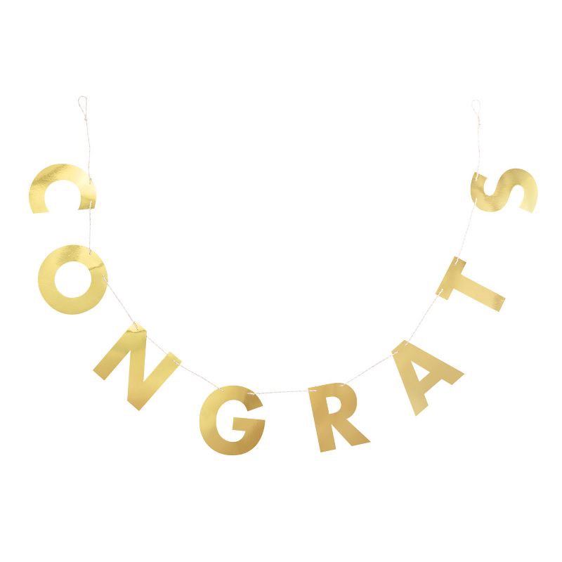 slide 1 of 2, "Congrats" Party Banner Gold - Spritz™, 1 ct