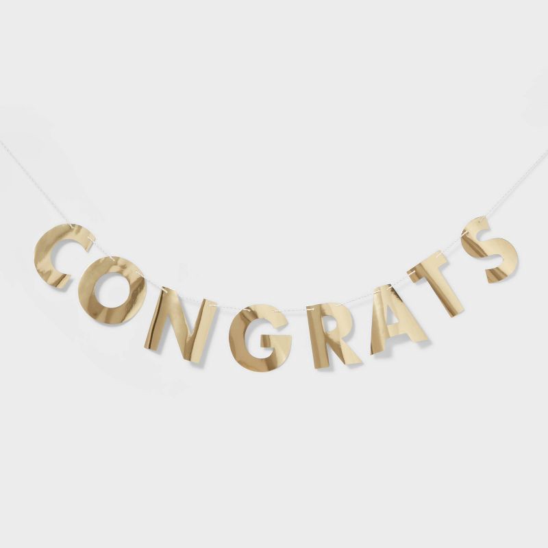 slide 1 of 4, "Congrats" Party Banner Gold - Spritz™, 1 ct