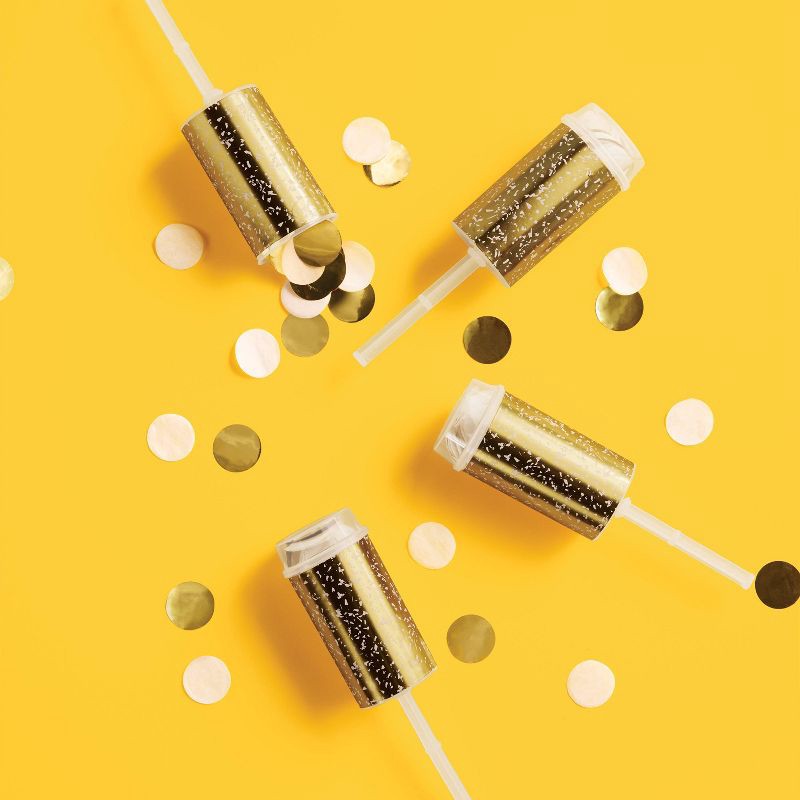 slide 2 of 3, 4ct Confetti Party Poppers Gold - Spritz™, 4 ct
