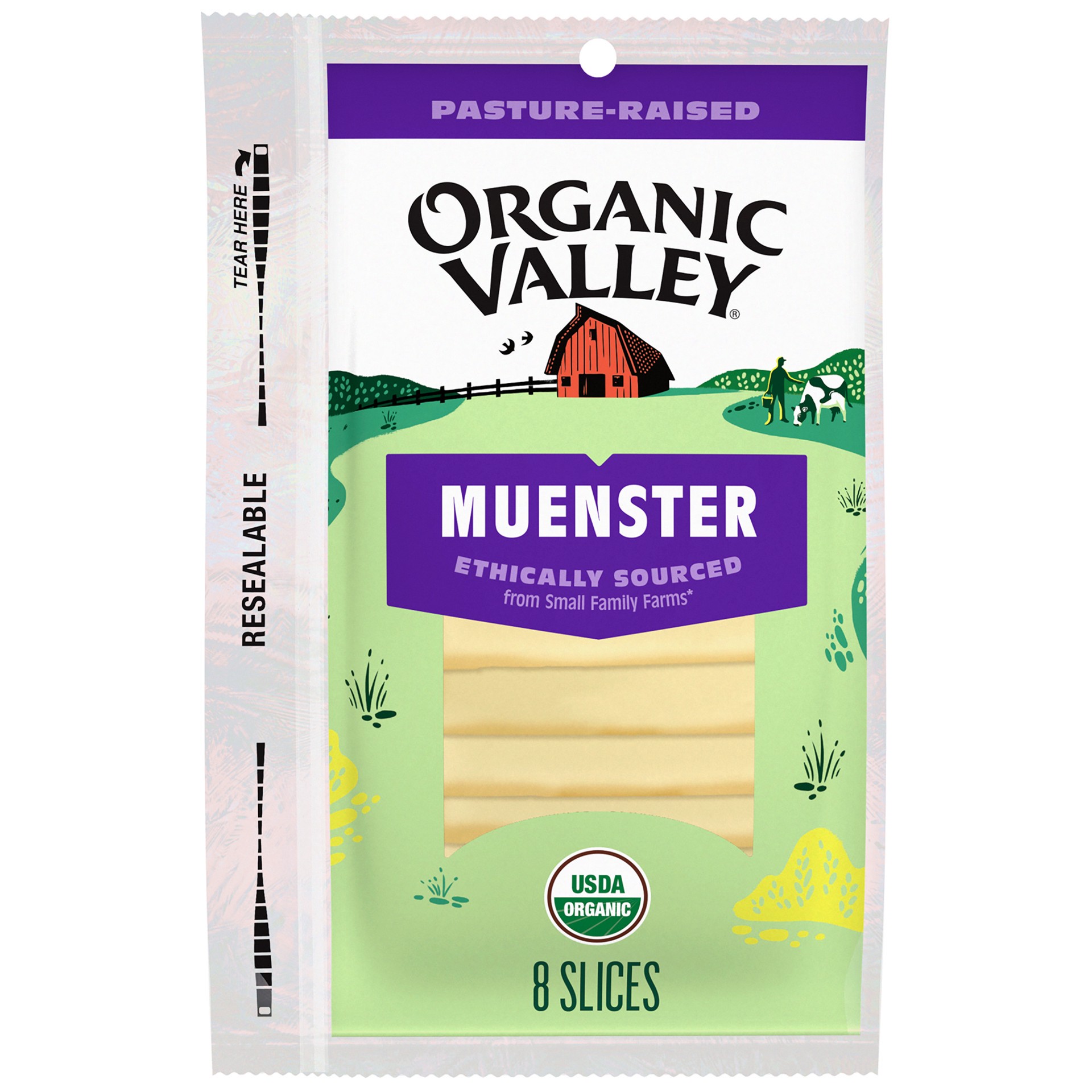 slide 1 of 1, ORGANIC VALLEY Organic Muenster Cheese Slices, 6 oz, 6 oz