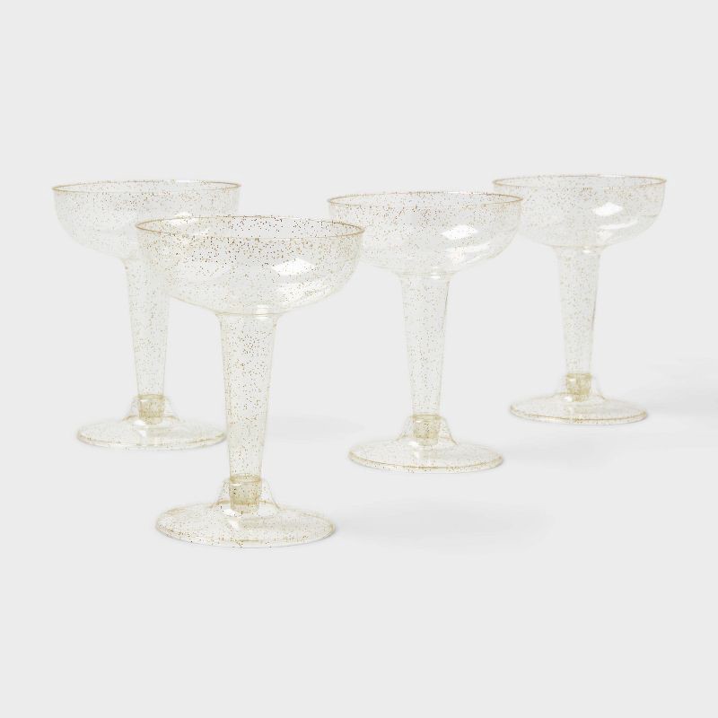 slide 1 of 3, 4.5oz 20ct Coupe Champagne Gold Glitter - Spritz™, 4.5 oz, 20 ct