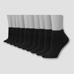 Hanes Women's Extended Size 10pk Low Cut Socks - Black 8-12: Knit, Midweight, Reinforced Heel & Toe, Machine Washable