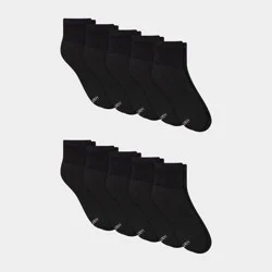 Hanes Women's Extended Size 10pk Ankle Socks - Black 8-12: Cotton Blend, Reinforced Heel & Toe, Machine Washable, Style