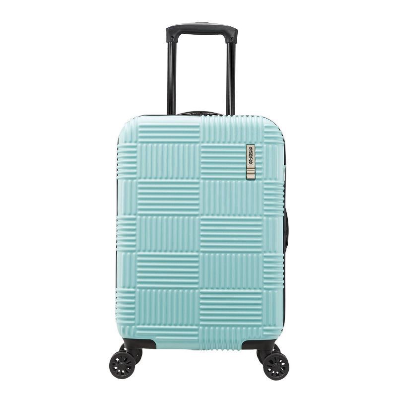 slide 2 of 10, American Tourister NXT Checkered Hardside Carry On Spinner Suitcase - Mint Green, 1 ct
