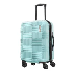 American Tourister NXT Checkered Hardside Carry On Spinner Suitcase - Mint Green: 8-Wheel Spinner Luggage