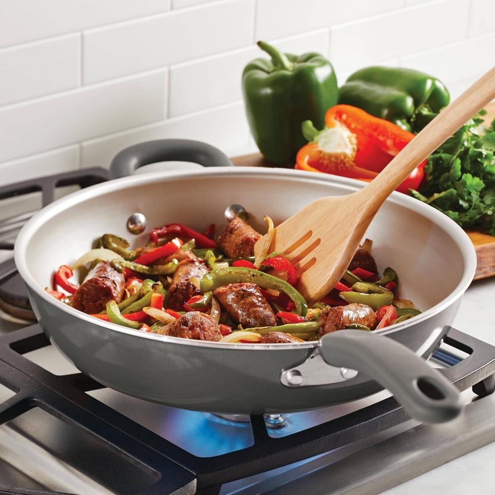 slide 2 of 3, Rachael Ray Create Delicious 12.5" Aluminum Nonstick Deep Skillet Gray, 1 ct