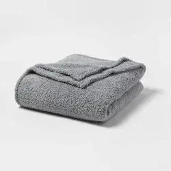 Twin/Twin XL Faux Shearling Bed Blanket Gray - Room Essentials™