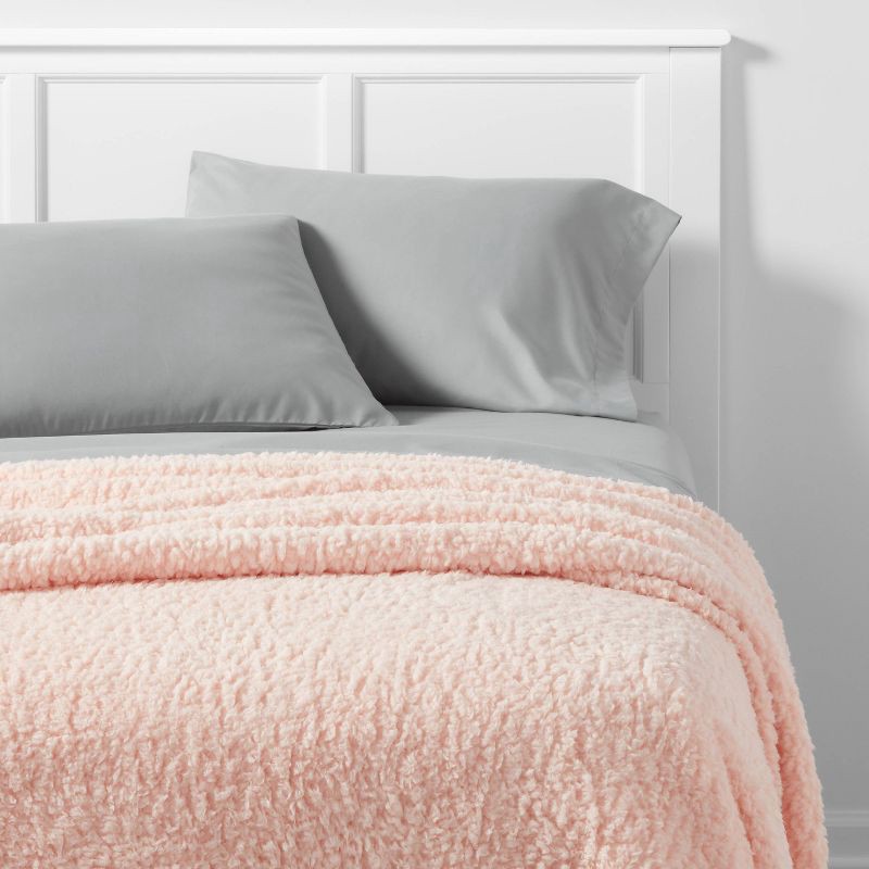 slide 2 of 3, Full/Queen Faux Shearling Bed Blanket Blush Peach - Room Essentials™, 1 ct