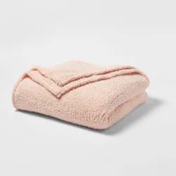 Full/Queen Faux Shearling Bed Blanket Blush Peach - Room Essentials™