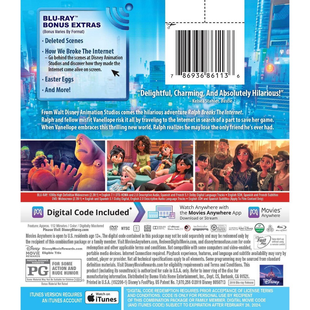 slide 2 of 2, Disney Ralph Breaks the Internet (Blu-ray + DVD + Digital), 1 ct